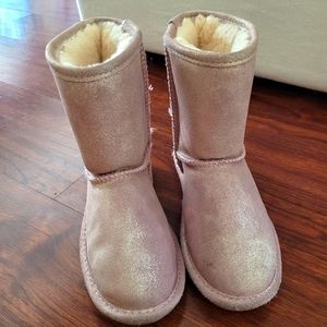 BEARPAW Elle Exotic Pink Glitter Youth Boots - Size 5 - EUC